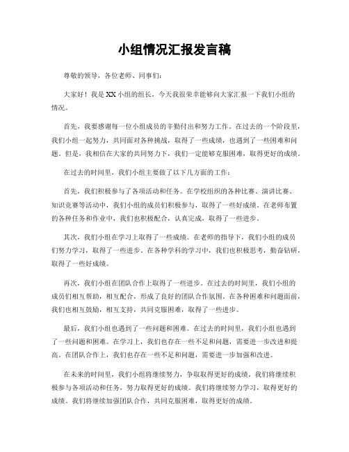 小组情况汇报发言稿