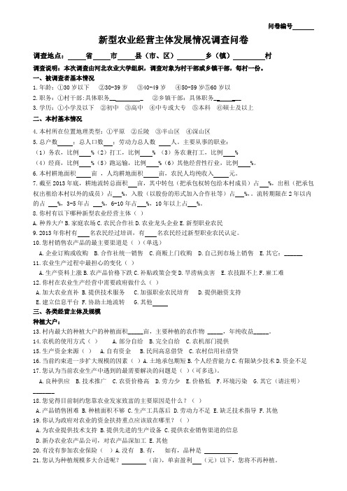 新型农业经营主体发展情况调查问卷1