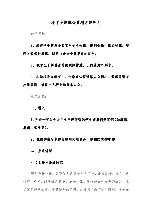 小学主题班会策划方案例文（六篇）