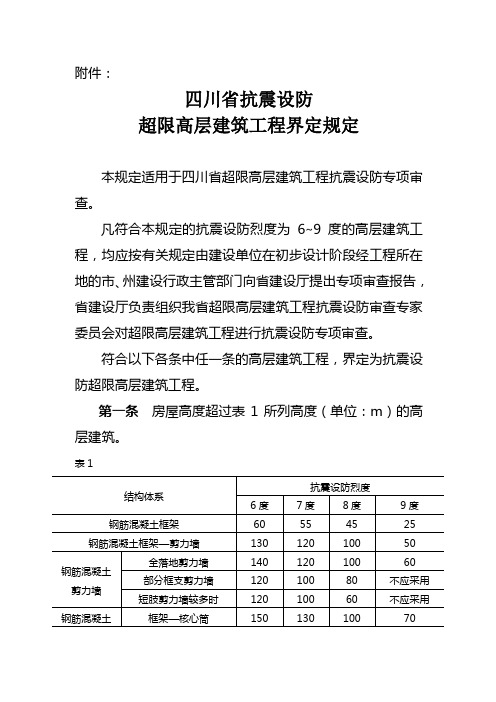 抗震设防超限高层建筑工程界定规定