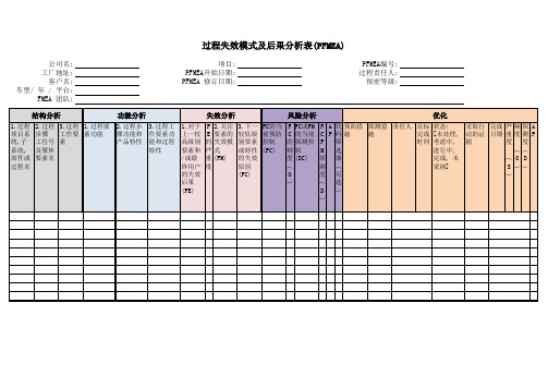 过程失效模式及后果分析表(PFMEA)(第五版表格)