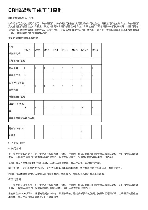 CRH2型动车组车门控制