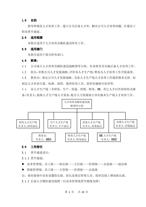 人才培养及梯队建设操作指引