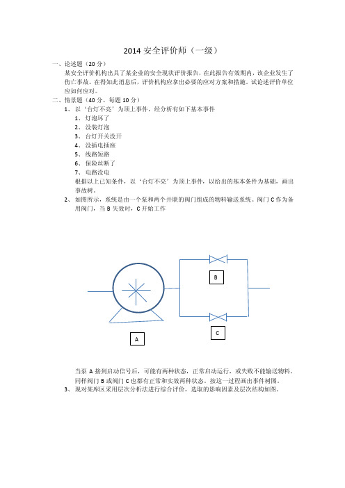 安全评级师考试一级（2014）