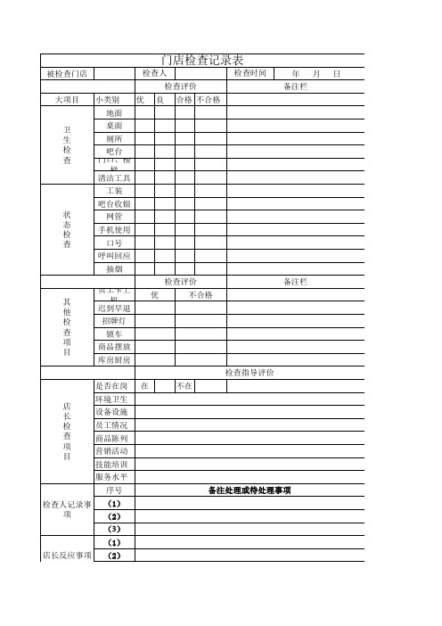 门店检查记录表