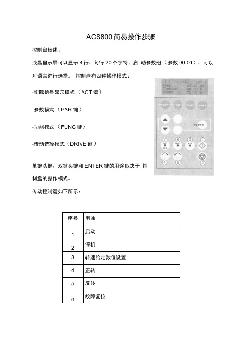 ABB变频器ACS800简易操作步骤