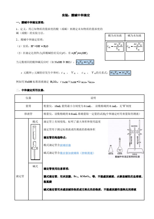 酸碱中和滴定实验