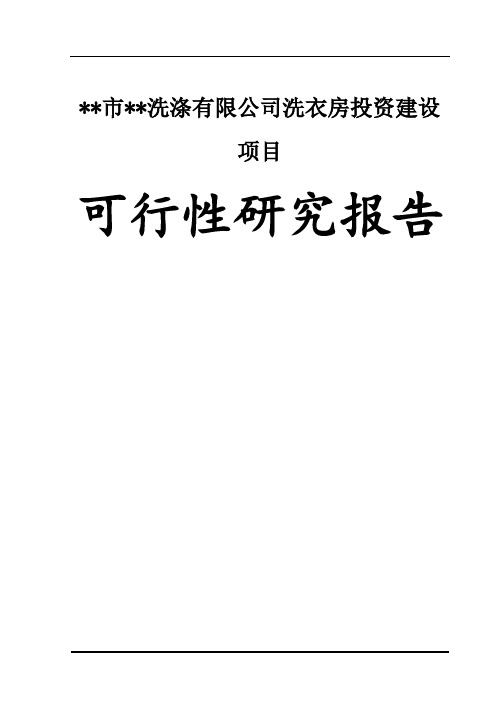 某市洗涤有限公司洗衣房投资建设项目可行性研究报告