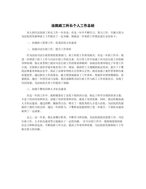 法院政工科长个人工作总结