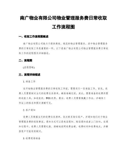 南广物业有限公司物业管理服务费日常收取工作流程图