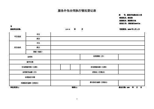 服务外包合同执行情况登记表