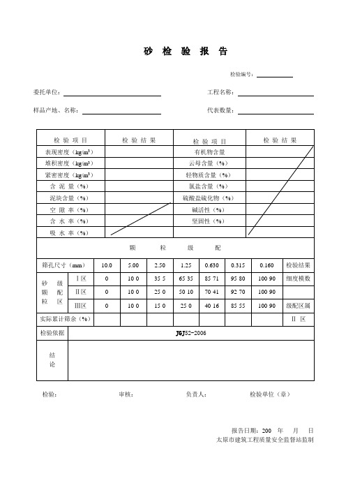 砂检验报告