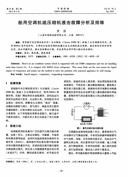 船用空调机组压缩机液击故障分析及排除