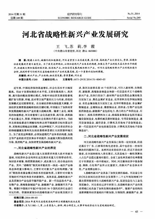 河北省战略性新兴产业发展研究