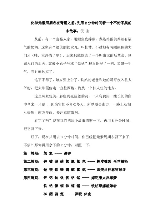 2011人教版化学元素周期表口诀