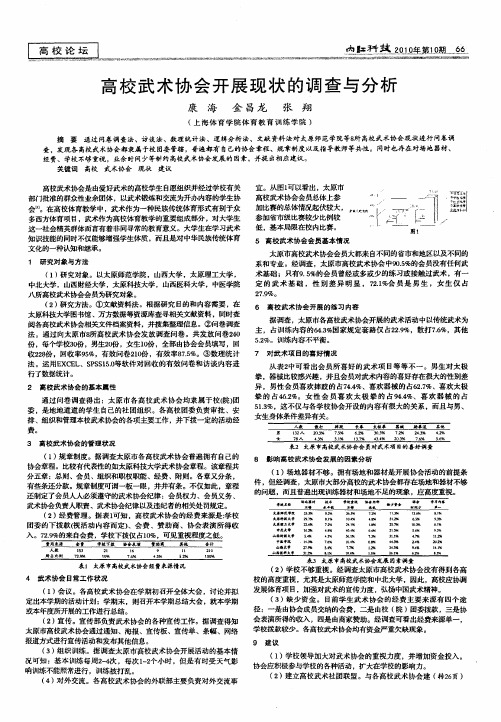 高校武术协会开展现状的调查与分析