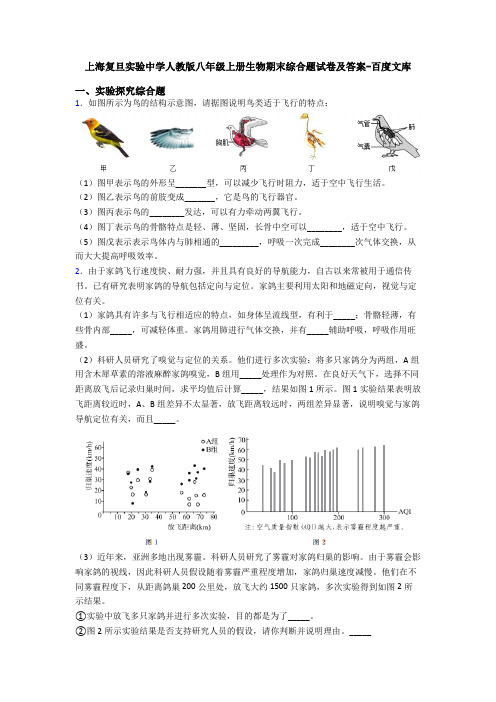 上海复旦实验中学人教版八年级上册生物期末综合题试卷及答案-百度文库