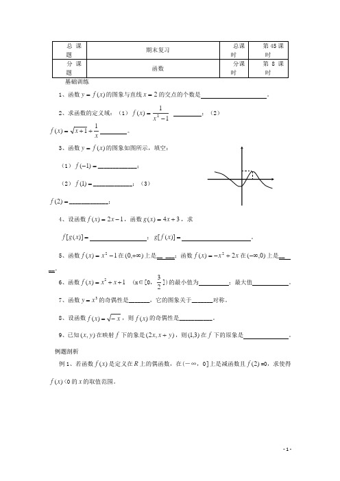 江苏省南京市溧水县高中数学 第45课时《期末复习八》教学案 苏教版必修4