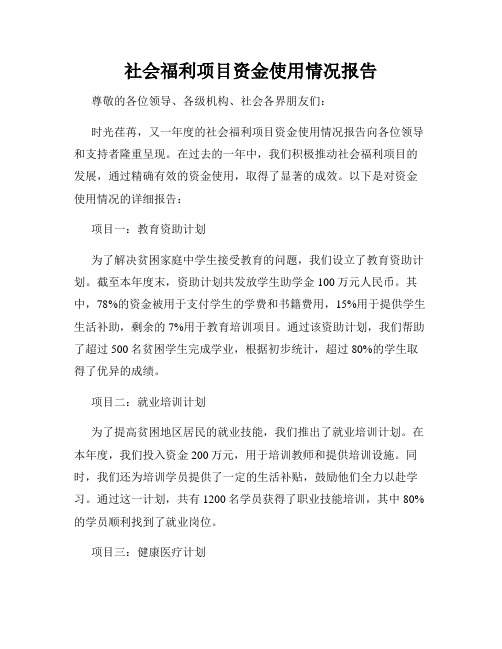 社会福利项目资金使用情况报告