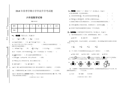 小学生毕业升学考试题(2018春)  精品推荐