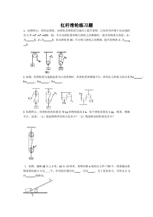 滑轮、杠杆练习题