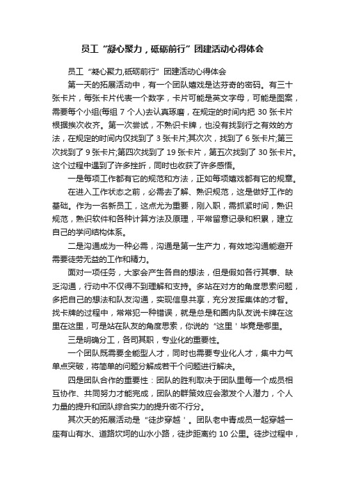 员工“凝心聚力，砥砺前行”团建活动心得体会