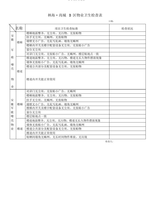 物业卫生检查表