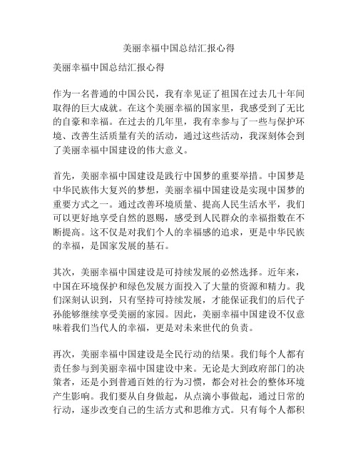 美丽幸福中国总结汇报心得