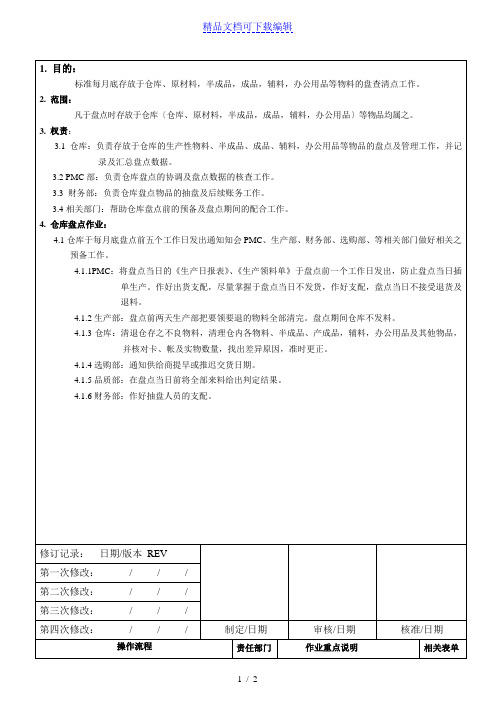 盘点作业指导书-原材料、半成品、成品的盘点工作流程