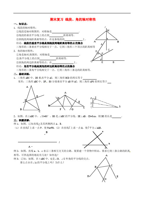 江苏省昆山市八年级数学上学期期末复习《线段、角的轴