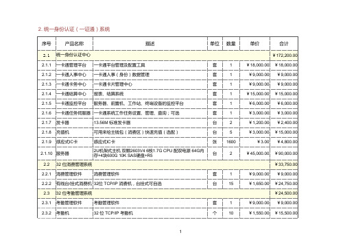 一卡通系统清单