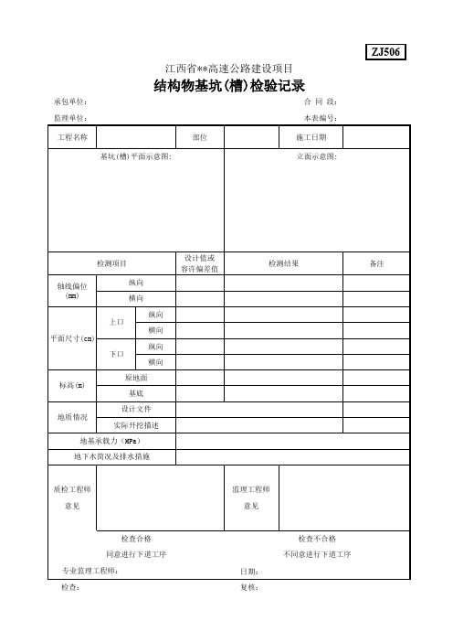 结构物基坑(槽)检验记录