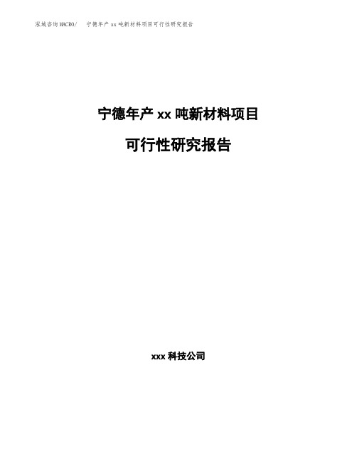 宁德年产xx吨新材料项目可行性研究报告