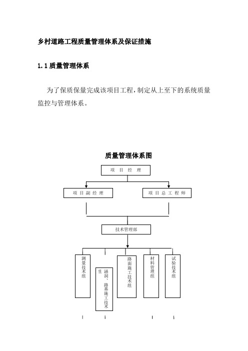 乡村道路工程质量管理体系及保证措施