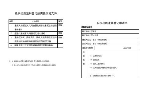 股权出质注销登记申请书