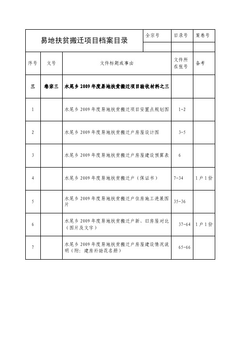 易地扶贫搬迁项目档案目录