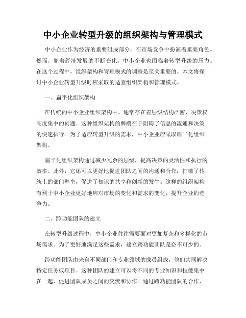 中小企业转型升级的组织架构与管理模式