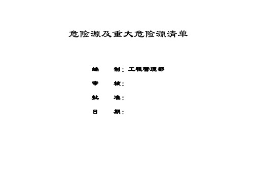 高速公路项目危险源及重大危险源清单