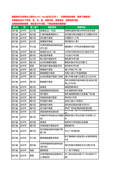 2020新版四川省达州市整形工商企业公司商家名录名单黄页联系电话号码地址大全32家