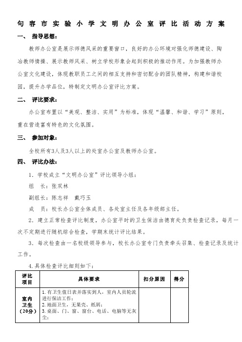 实验小学文明办公室评比活动方案