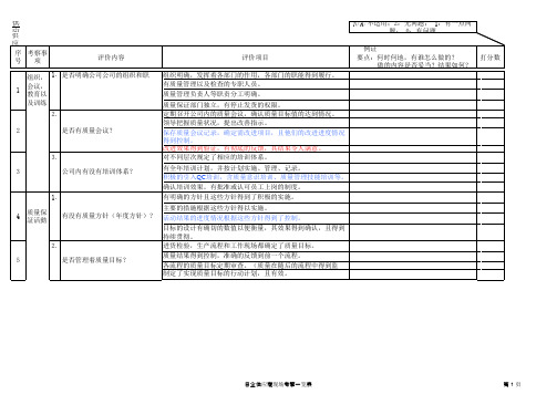 日企供应商现场质量体系审核项目一览表 表格 XLS格式 