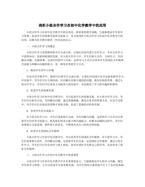 浅析小组合作学习在初中化学教学中的应用