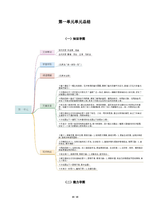 七年级 语文 上册  第一单元单元总结