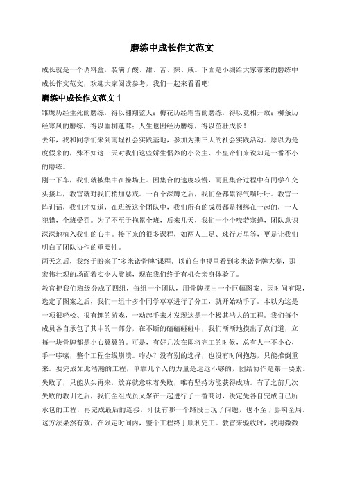 磨练中成长作文范文