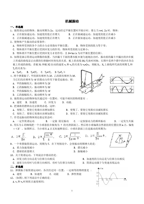 (完整版)高二物理第九章机械振动单元测试附答案