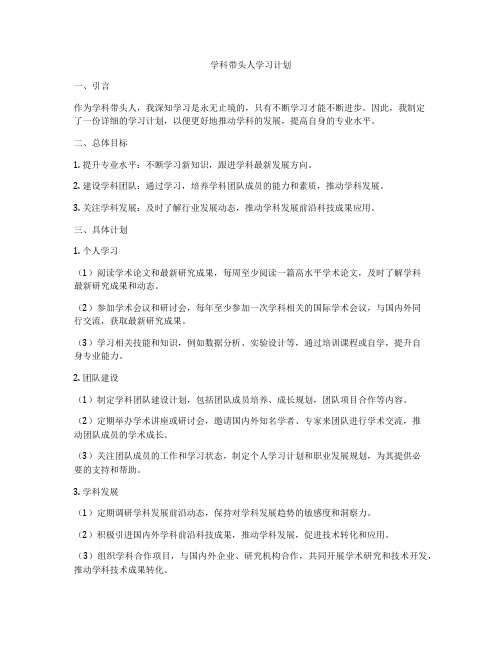 学科带头人学习计划