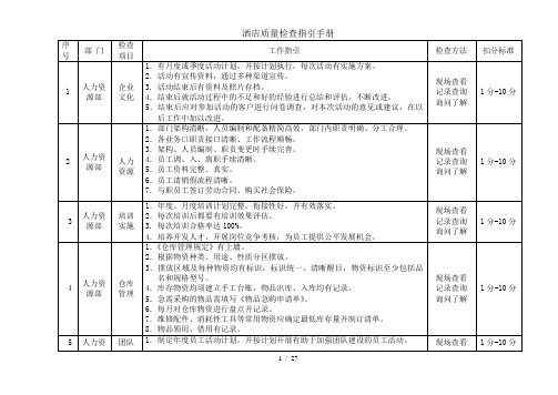 酒店质量检查指引手册