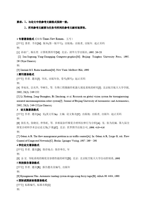 文献书写格式及 要求