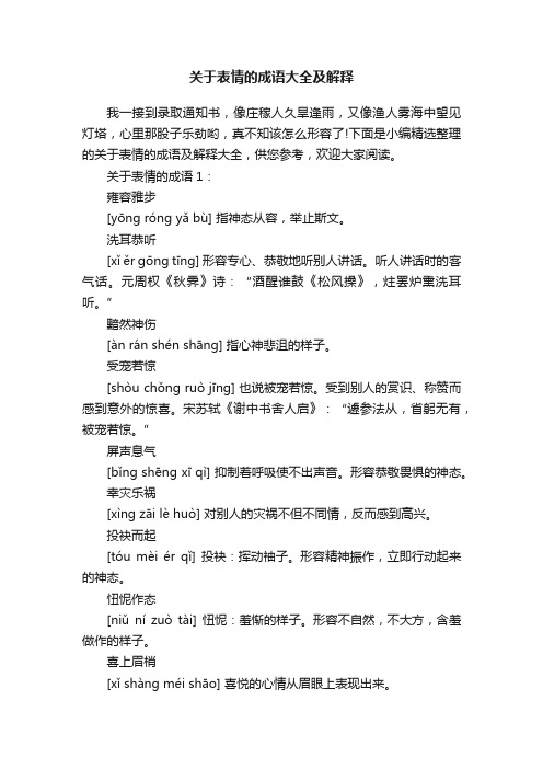 关于表情的成语大全及解释