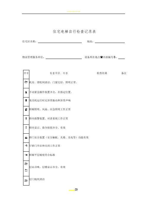 住宅电梯自行检查记录表